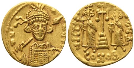 Constantine IV Pogonatus (668-685), with Heraclius and Tiberius; Solidus; AV (4,31 g; 18,4 mm)