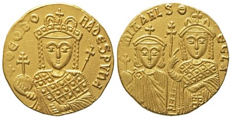 Michael III 'the Drunkard', with Theodora and Thecla (842-867), Solidus; AV (4,35 g; 18,4 mm)