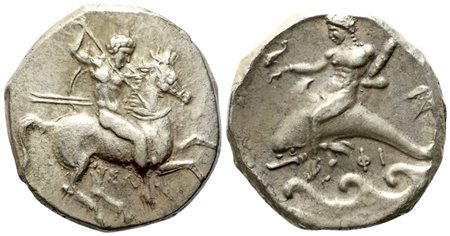 Calabria, Tarentum (c. 332-302 BC), Nomos; AR (8,15 g; 20,4 mm)