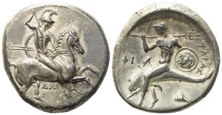 Calabria, Tarentum (c. 332-302 BC), Nomos; AR (7,90 g; 21,3 mm)