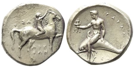 Calabria, Tarentum (c. 302-280 BC), Nomos; AR (8,06 g; 21,6 mm)