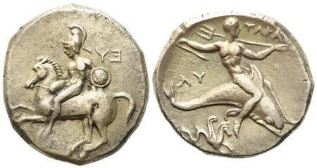 Calabria, Tarentum (c. 302-280 BC), Nomos; AR (7,75 g; 12,5 mm)