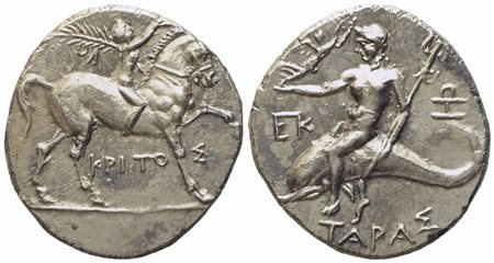 Calabria, Tarentum, Punic occupation (c. 212-209 BC), Half Shekel; AR (g 3,88; mm 18,6)