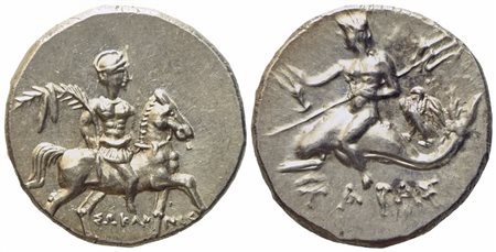 Calabria, Tarentum, Punic occupation (c. 212-209 BC), Half Shekel; AR (g 3,46; mm 17,8)