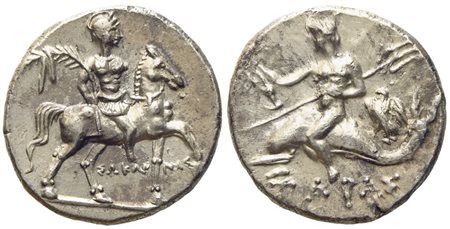 Calabria, Tarentum, Punic occupation (c. 212-209 BC), Half Shekel; AR (g 3,55; mm 17,3)