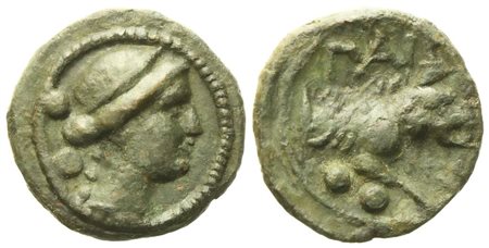 Lucania, Paestum (Poseidonia) (c. 218-201 BC), Sextans; Æ (2,25 g; 14,6 mm)