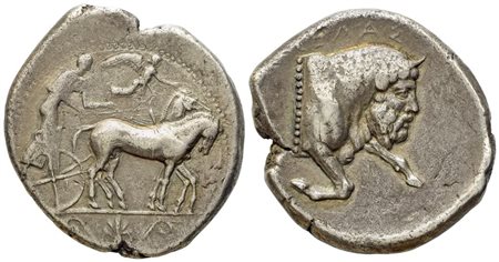 Sicily, Gela (c. 450-440 BC), Tetradrachm; AR (17,16 g; 29 mm)