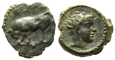 Sicily, Gela (c. 420-405 BC), Onkia; Æ (1,24 g; 11,2 mm)