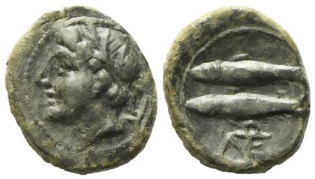 Sicily, Leontinoi (after 210 BC), Æ (1,61 g; 13 mm)