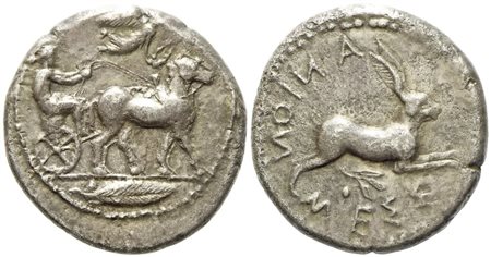 Sicily, Messana (c.ca 445-439 BC), Tetradrachm; AR (16,22 g; 28 mm)