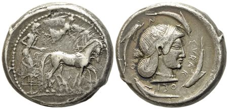 Sicily, Syracuse, Time of Hieron I (478-466 BC), Tetradrachm; AR (17,28 g; 25,7 mm)