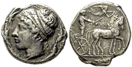 Sicily, Syracuse, Second Democracy (466-405 BC), Tetradrachm; AR (g 17,16; mm 26)