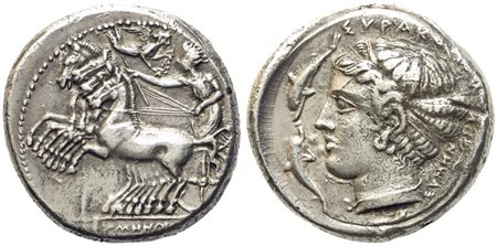 Sicily, Syracuse, Second Democracy (466-405 BC), Tetradrachm; AR (16,80 g; 25,70 g)