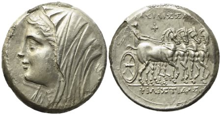 Sicily, Syracuse, Philistis, Wife of of Hieron II (274-216 BC), 16 Litrae or Tetradrachm; AR (12,80 g; 27 mm)