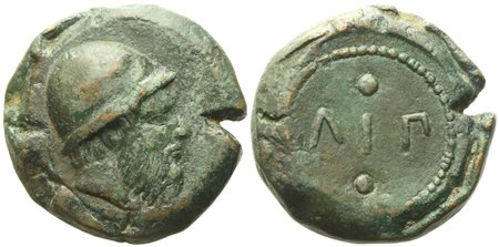 Islands off Sicily, Lipara (c. 425 BC), Hexas; Æ (19,36 g; 23,4 mm)