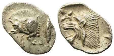 Mysia, Kyzikos (c. 500-490), Hemiobol; AR (0,40 g; 9,9 mm)