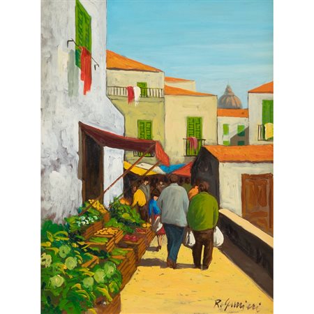 RODOLFO GURRIERI, Mercato, Olio su masonite