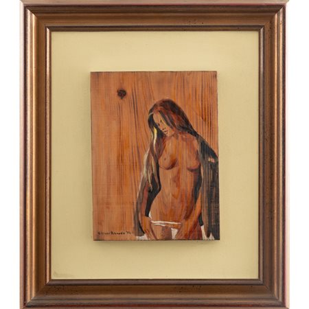 VITTORIO RIBAUDO, Nudo femminile, Olio su tavola