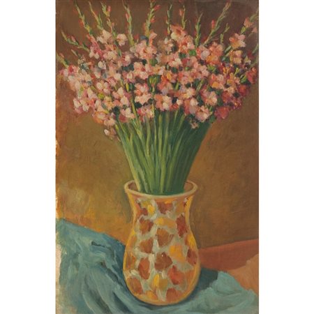 ANONIMO DEL XX SECOLO, Vaso con fiori, Olio su masonite