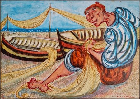 MIGNECO GIUSEPPE Messina 1903 - Milano 1997 "Pescatore"