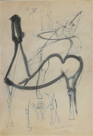 Marino Marini, Studio per cavallo e cavaliere 1950
