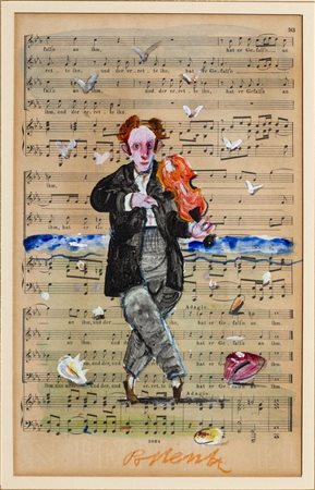 Antonio Possenti (Lucca 1933-2016), “Violinista e conchiglie”, 1990.