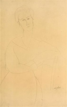 Amedeo Modigliani (Livorno 1884 – Parigi 1920), “Giovane donna seduta”.