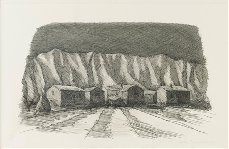 Paolo Manaresi (Bologna 1908 - 1991), “Paesaggio di montagna con case”.