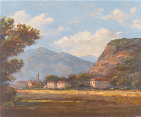 Piero Fiori (Bologna 1947), “Paesaggio con case”.