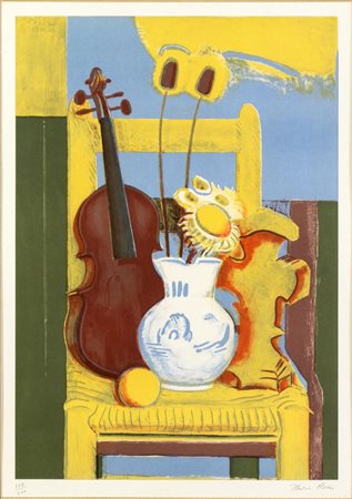 Ilario Rossi (Bologna 1911 – 1994), “Natura morta con violino”.