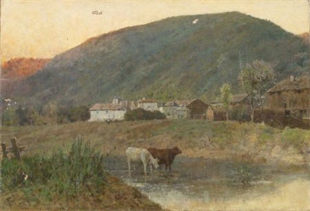 Francesco Coppola Castaldo (Napoli, 1847-1916). Armenti nel paesaggio.