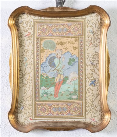 Arte indo-persiana. Dipinto in stile Mughal su stoffa, XIX-XX secolo.