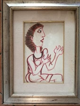 Giuseppe Migneco ( Messina 1908 - Milano 1997). Figura femminile, 1986.