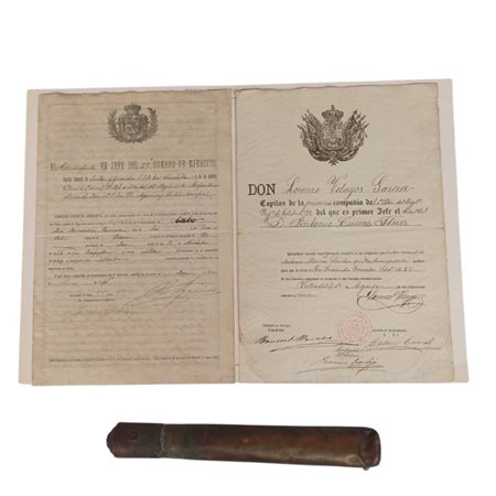 Documento militare esercito spagnolo, fine XIX secolo.