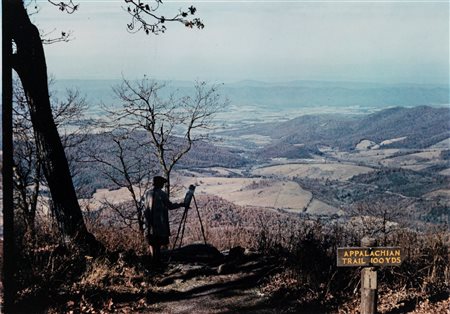 Jack Delano (1914-1997)  - Man painting from Skyline Drive, Shenandoah Valley, VA, 1940s