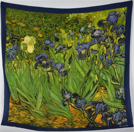 FOULARD DESCRIPTION: Silk scarf featuring a reproduction of Van Gogh's Iris....