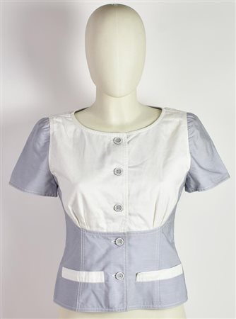 Courreges TOP DESCRIPTION: Cotton blend blouse. Size 38. Made in France. Well...