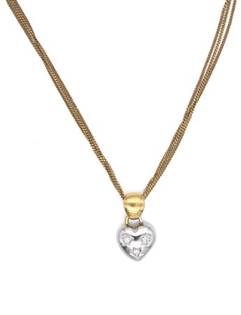 Pendente a cuore in oro e brillanti Oro giallo e bianco 750/000. Diamanti in...