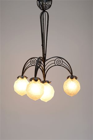 An iron chandelier A &nbsp;forged iron chandelier, Art&nbsp;Deco France...