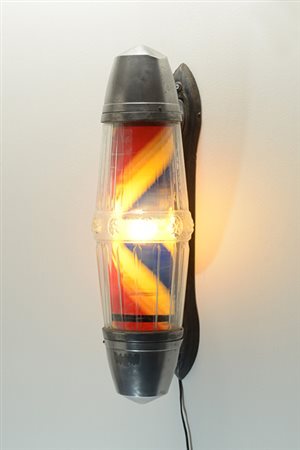 A wall lamp A barber&#39;s pole, 1930&#39;sRare impressed glass and metal...
