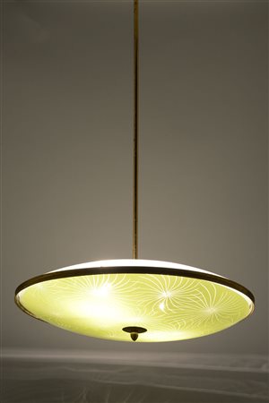 A suspension ceiling lamp A suspension lamp, Italy 1950&#39;s &nbsp;A brass...