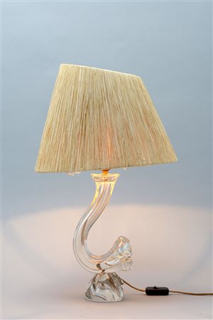 A crystal table lamp Daum collection CFC, crystal lamp, France 1950A clear...