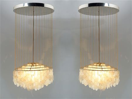 A pair of mother-of-pearl suspension ceiling lamps Fun 10DM&nbsp;chandelier,...