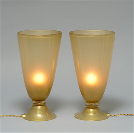 A pair of glass table lamps Don&agrave;, a pair of table lamps, Murano Italy...