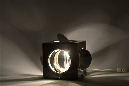 A cube-shaped bedside table lamp A bedside table lamp, Italy 1970&#39;sA...