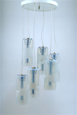 A glass chandelier Mazzega, a blown glass element chandelier,&nbsp;Italy,...