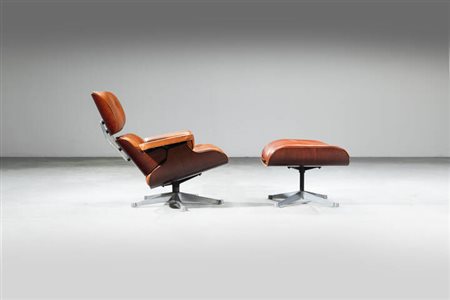 CHARLES E RAY EAMES<BR>Lounge chair 670 con ottomana 671