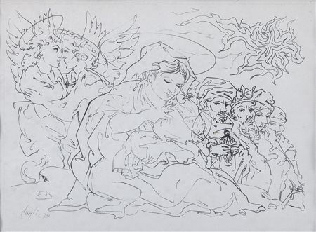 RIPRODUZIONE DI DISEGNO DI CORRADO CAGLI, 1970