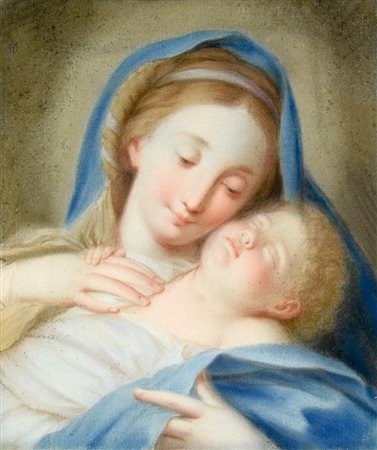 Ambito di Pompeo Girolamo Batoni MADONNA CON BAMBINO gessetto su carta...