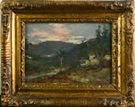 Giuseppe De Nittis ALLE FALDE DEL VESUVIO olio su cartone, cm 12x16 firma sul...